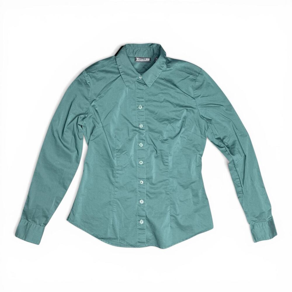 New York & Company 7th Avenue Design Studio Teal Button Down Long Sleeve Shirt X